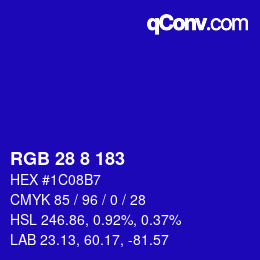 Color code: RGB 28 8 183 | qconv.com