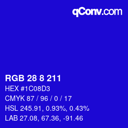 Color code: RGB 28 8 211 | qconv.com