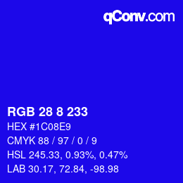 Color code: RGB 28 8 233 | qconv.com