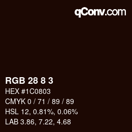 Color code: RGB 28 8 3 | qconv.com