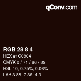 Color code: RGB 28 8 4 | qconv.com