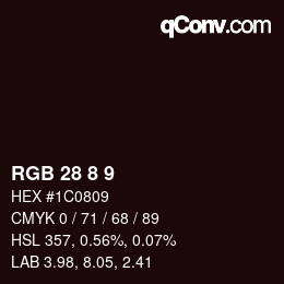 カラーコード: RGB 28 8 9 | qconv.com