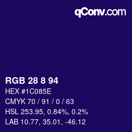 Color code: RGB 28 8 94 | qconv.com