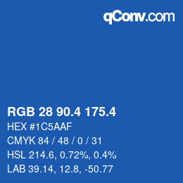 カラーコード: RGB 28 90.4 175.4 | qconv.com
