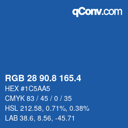 カラーコード: RGB 28 90.8 165.4 | qconv.com