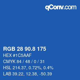 カラーコード: RGB 28 90.8 175 | qconv.com