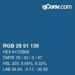 Color code: RGB 28 91 136 | qconv.com