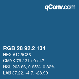 カラーコード: RGB 28 92.2 134 | qconv.com