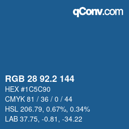 カラーコード: RGB 28 92.2 144 | qconv.com