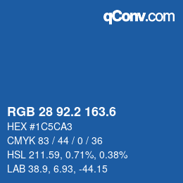 カラーコード: RGB 28 92.2 163.6 | qconv.com