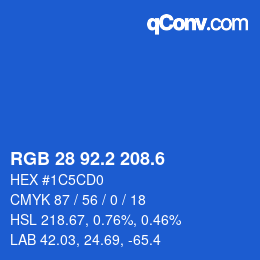 カラーコード: RGB 28 92.2 208.6 | qconv.com