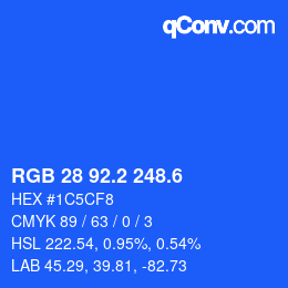 カラーコード: RGB 28 92.2 248.6 | qconv.com
