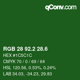 カラーコード: RGB 28 92.2 28.6 | qconv.com
