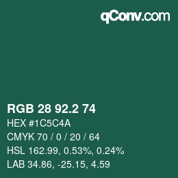 カラーコード: RGB 28 92.2 74 | qconv.com