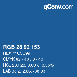 カラーコード: RGB 28 92 153 | qconv.com