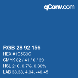 カラーコード: RGB 28 92 156 | qconv.com
