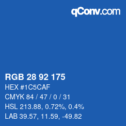 カラーコード: RGB 28 92 175 | qconv.com