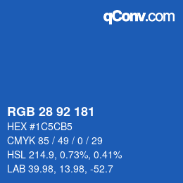 颜色代码: RGB 28 92 181 | qconv.com