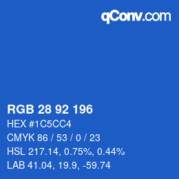 カラーコード: RGB 28 92 196 | qconv.com