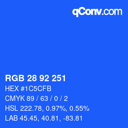 Color code: RGB 28 92 251 | qconv.com