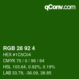 カラーコード: RGB 28 92 4 | qconv.com
