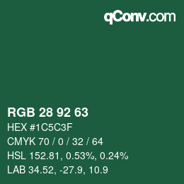 カラーコード: RGB 28 92 63 | qconv.com