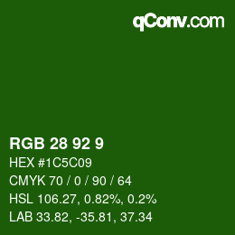 カラーコード: RGB 28 92 9 | qconv.com