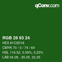 Color code: RGB 28 93 24 | qconv.com
