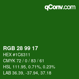 Color code: RGB 28 99 17 | qconv.com