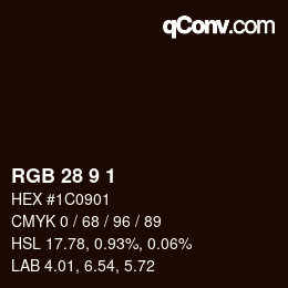 カラーコード: RGB 28 9 1 | qconv.com