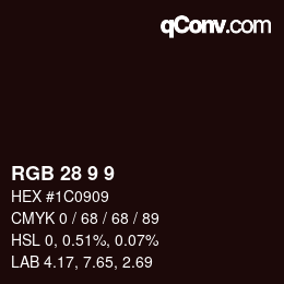 颜色代码: RGB 28 9 9 | qconv.com