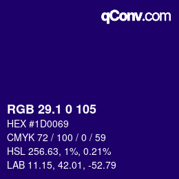 カラーコード: RGB 29.1 0 105 | qconv.com