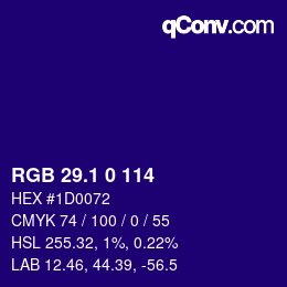 カラーコード: RGB 29.1 0 114 | qconv.com