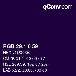 カラーコード: RGB 29.1 0 59 | qconv.com
