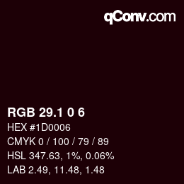 Color code: RGB 29.1 0 6 | qconv.com