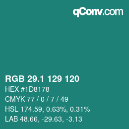 カラーコード: RGB 29.1 129 120 | qconv.com