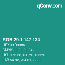 カラーコード: RGB 29.1 147 134 | qconv.com