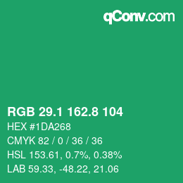 カラーコード: RGB 29.1 162.8 104 | qconv.com