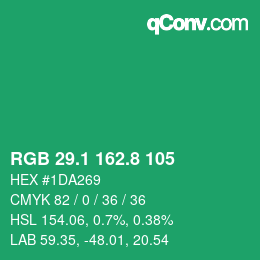 カラーコード: RGB 29.1 162.8 105 | qconv.com