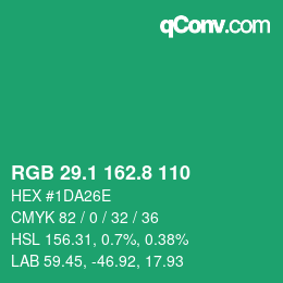 カラーコード: RGB 29.1 162.8 110 | qconv.com