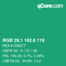 カラーコード: RGB 29.1 162.8 119 | qconv.com