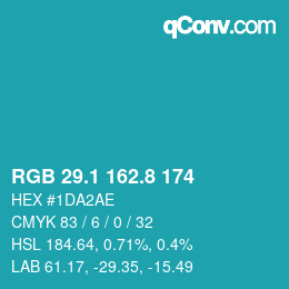 Color code: RGB 29.1 162.8 174 | qconv.com