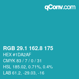 Color code: RGB 29.1 162.8 175 | qconv.com