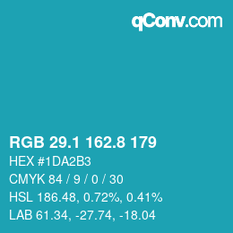 Farbcode: RGB 29.1 162.8 179 | qconv.com