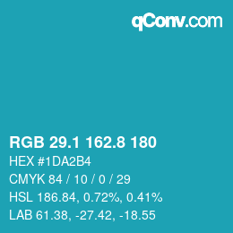 カラーコード: RGB 29.1 162.8 180 | qconv.com