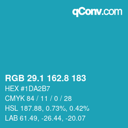 カラーコード: RGB 29.1 162.8 183 | qconv.com