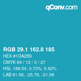 Color code: RGB 29.1 162.8 185 | qconv.com