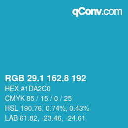 カラーコード: RGB 29.1 162.8 192 | qconv.com