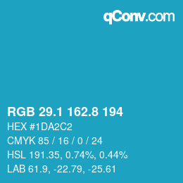 Color code: RGB 29.1 162.8 194 | qconv.com
