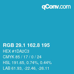 Color code: RGB 29.1 162.8 195 | qconv.com